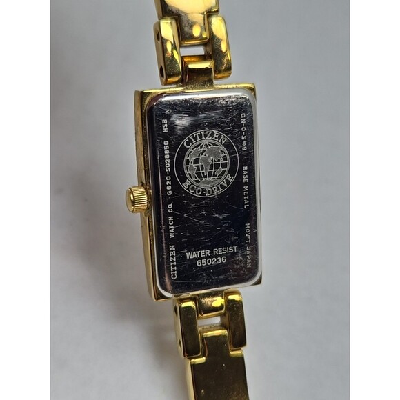 Citizen Eco Drive Gold Tone Crystal Tank Watch Bangle Womens Dress Solar Works main image 10